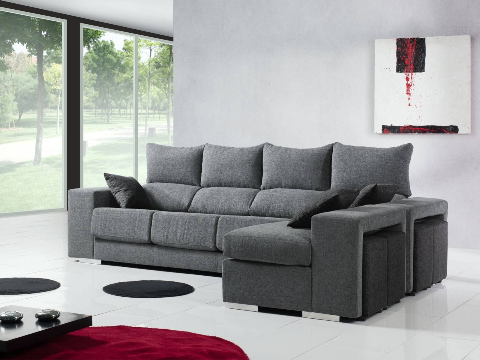 sofa chaise longue 4 puff - Muebles | Tiendas de Muebles en Lleida |  Daicarmobel
